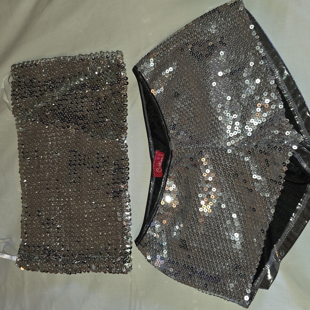 Silver Sequin Shorts/ Tubetop
